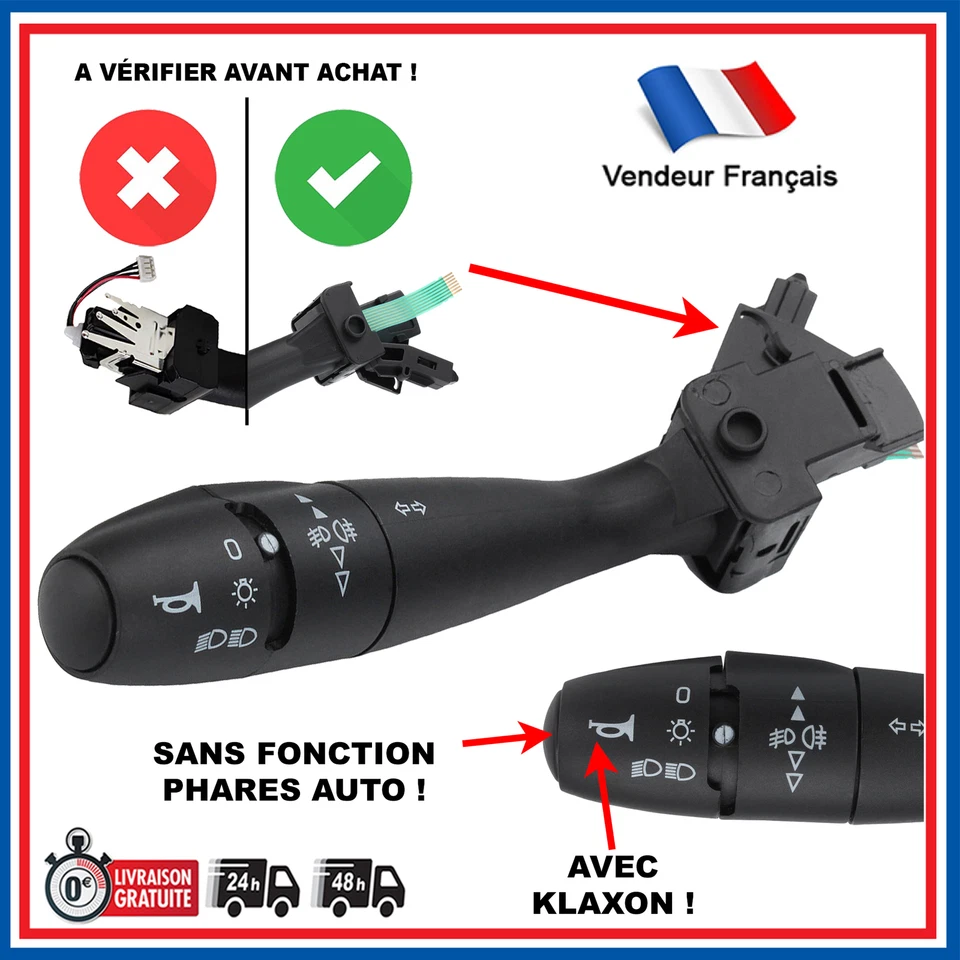 Palanca interruptor de Dirección Peugeot 206 207 307 1007 con claxon 96477533xt