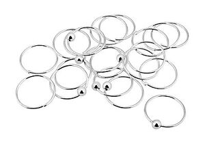 20 STERLING SILVER NOSE RINGS 10MM x0.6mm Ball&Plain Designs