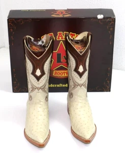 Los Altos Genuine Ostrich 3X Toe Boots HandCraft Cowboy Boots EE 26.5 MX 7.5 US - Picture 1 of 5