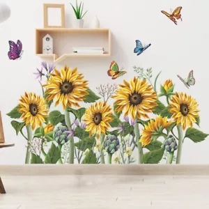 Removable Wall Decal Stickers Sunflower Butterfly Wall Art Skirting Decor AU - Picture 1 of 14