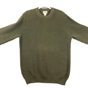 LL Bean Heavyweight Crewneck Knit Sweater Green Sz-XL Tall Outdoor Activewear - Picture 1 of 10