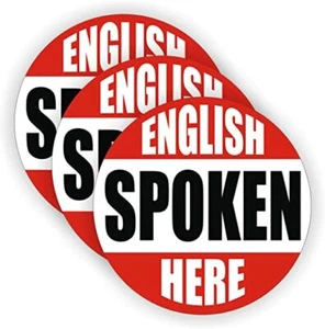 English spoken Here Hard Hat Decal - Picture 1 of 1