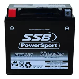 SSB 12V RTX14-BS AGM MOTORCYCLE YTX14BS YTX14-BS HONDA YAMAHA BATTERY DRYCELL - Picture 1 of 3