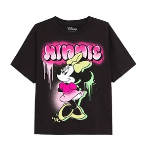 Disney Girls T-Shirt Minnie Mouse Graffiti Drips Top Tee 9-13 Years Official - Picture 1 of 3