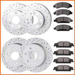 Front & Rear Drill Slotted Rotors & Brake Pads for 2007-13 Chevy Avalanche Tahoe - Picture 1 of 7