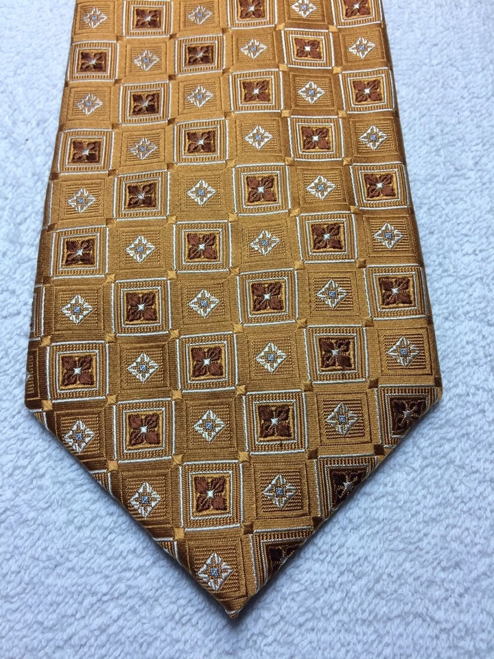 CORBATA MEETING STREET HOMBRE DORADA CON MARRÓN Y AZUL 3,75 X 60 NUEVA SIN ETIQUETAS Foto 1 de 4