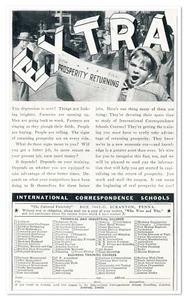 Print Ad Correspondence School The Depression's Over 1933 1/3-Page Advertisement - Picture 1 of 4