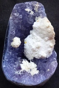 STUNNING OKENITE BALLS IN AMETHYST MATRIX SEMI GEODE MINERALS SPECIMEN-15.1 - Picture 1 of 3