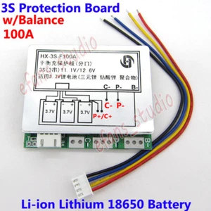 3S 11.1V 12.6V 100A w/Balance Li-ion Lithium 18650 Battery BMS Protection Board - Picture 1 of 3