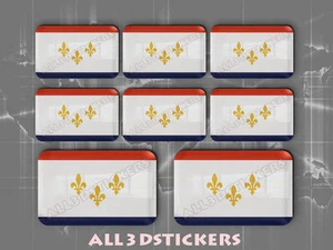 8 x 3D Stickers Resin Domed Flag New Orleans - USA Adhesive Decal Vinyl - Picture 1 of 1