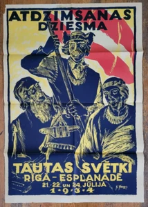 1934 LETTLAND RIGA URLAUBSWERBUNG VON KRAUZE ORIGINAL PLAKAT 80 - Bild 1 von 2