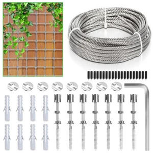 Rankhilfe Edelstahl Stahlseil Drahtseil Rankgitter Seilspanngarnitur 12M 3mm 304 - Bild 1 von 10