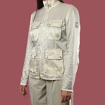 Chaqueta de moto Belstaff Silver Label vintage para mujer - 44 M blanca de nailon reflectante Foto 1 de 4