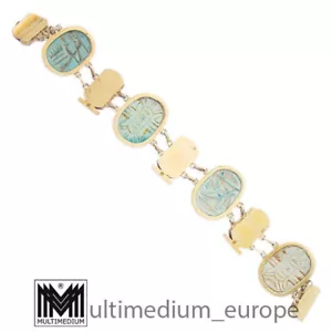Silber Skarabäus Armband Ägypten 1920 Fayence Keramik bracelet egyptian revival - Bild 1 von 8
