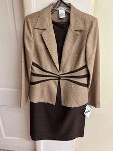 Plaza South 2 piece Dressy Brown (Peanut)  Dress And Matching Jacket Size 8 NWT - Picture 1 of 11