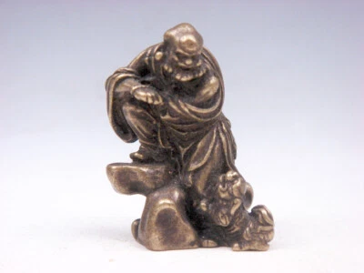 Fine Brass Crafted Ancient Chinese Arhat Buddha Luo-Han Fighting Tiger #07282202 - Image 1 of 4