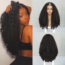 Synthetic Kinky Straight V Part Wig with Bouncy Curls for Women  Heat Resistant