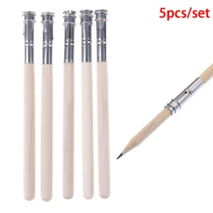 5Pcs Pencil Painting Extender Adjtable Wooden Lengthener Holder Drawing - Picture 1 of 12