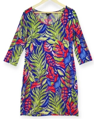 ALLEN B. Vestido By Allen Schwartz Talla L Tropical Island Leaf Colorido Manga 3/4 Foto 1 de 4