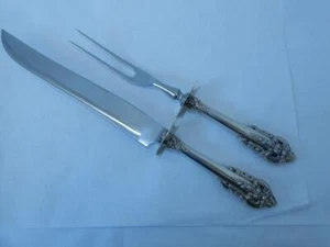 Antique Grand Baroque Sterling  Silver  Carving set  Wallace 13.5 inches no mono - Picture 1 of 9