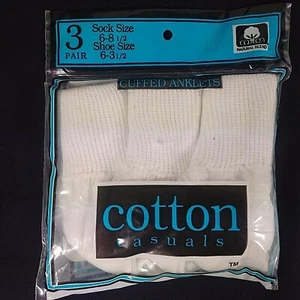 Cotton Casual Anklet Sock Girls Lace Cuff White Size 6-8.5 USA Made Cotton Blend - Picture 1 of 5