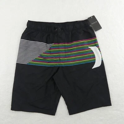 Hurley Swim Bottoms Boys Large Black Board Shorts Mesh Lining Pull On Drawstring - Image 1 of 4