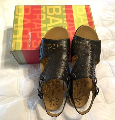 NUEVAS Sandalias Negras En Caja Bare Traps Para Mujer Jordy Corte Lazer Cuero Talla 9.5M Foto 1 de 4