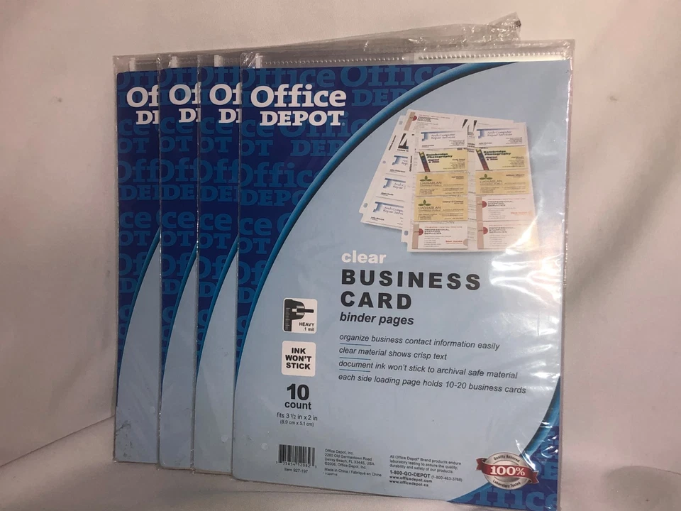 Office DEPOT Business Card Binder Pages 8 1/2" X 11" Clear Pack of 10