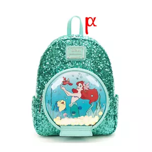 Mini zaino Loungefly Disney Sirenetta Ariel & Friends globo di neve paillettes - Foto 1 di 5