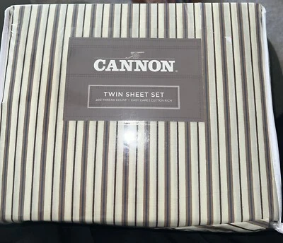 Juego de sábanas dobles Cannon. Juego de 3 piezas vintage a rayas tostadas “K-Mart”. 200 hilos. Foto 1 de 2