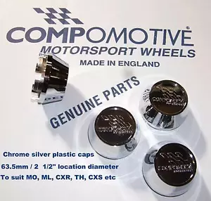4 Genuine CHROME wheel Centre Caps COMPOMOTIVE alloys MO TH2 TH ML Ford Etc - Picture 1 of 6