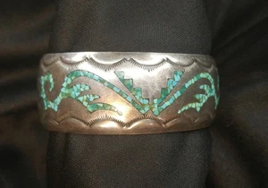 Vintage Navajo Türkis Sterling Armreif Armband 19,9 Gramm #2811 - Bild 1 von 7