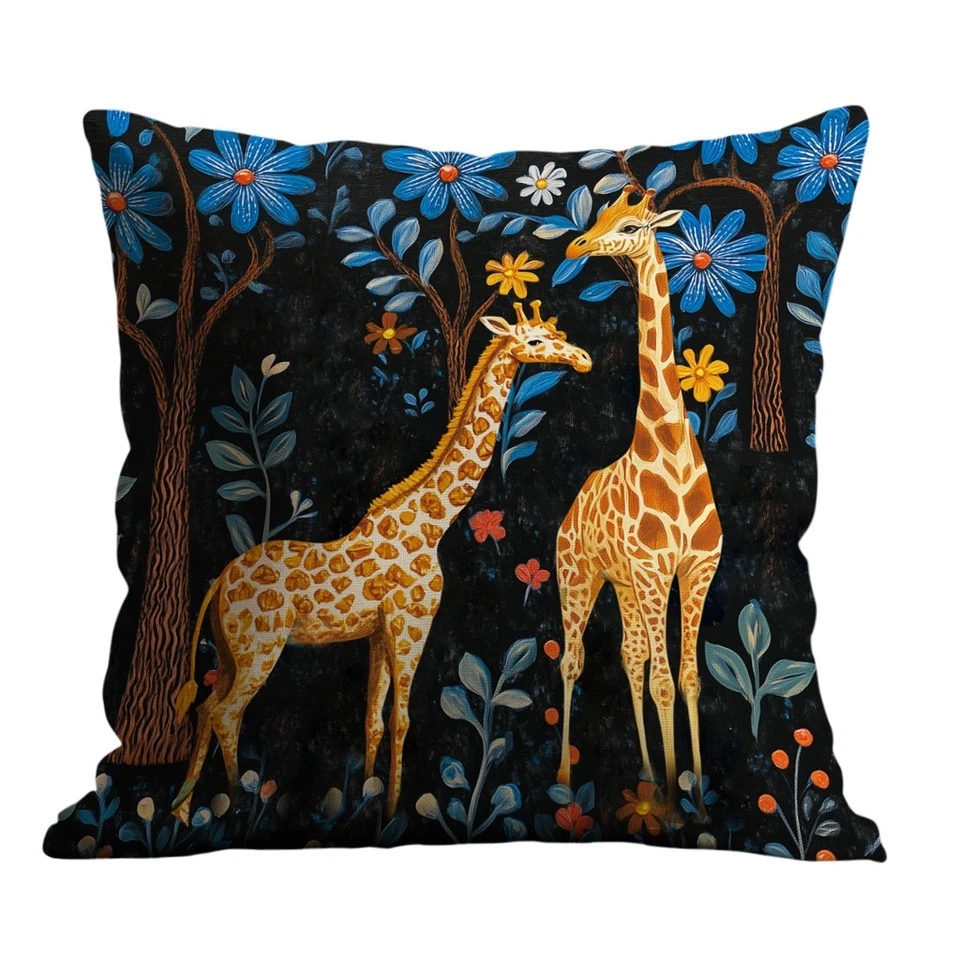 Fundas de almohada de terciopelo jirafa africana cebra en selva para sala de estar Foto 1 de 1