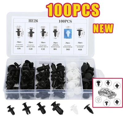 100PCS Box Set Bumper Fender Liner Push Type Retainer Clips for Toyota Fastener - Image 1 of 4