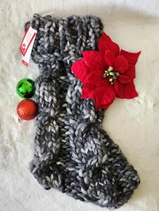 Strick Weihnachtsstrumpf, Standardgröße ~ schwarz/grau ~ NEU - Bild 1 von 4