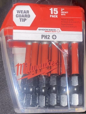 Milwaukee SHOCKWAVE 2-in. PH2 Impact Duty Screw Driver Bits, 48-32-5004 (15-Pk) - Image 1 of 4