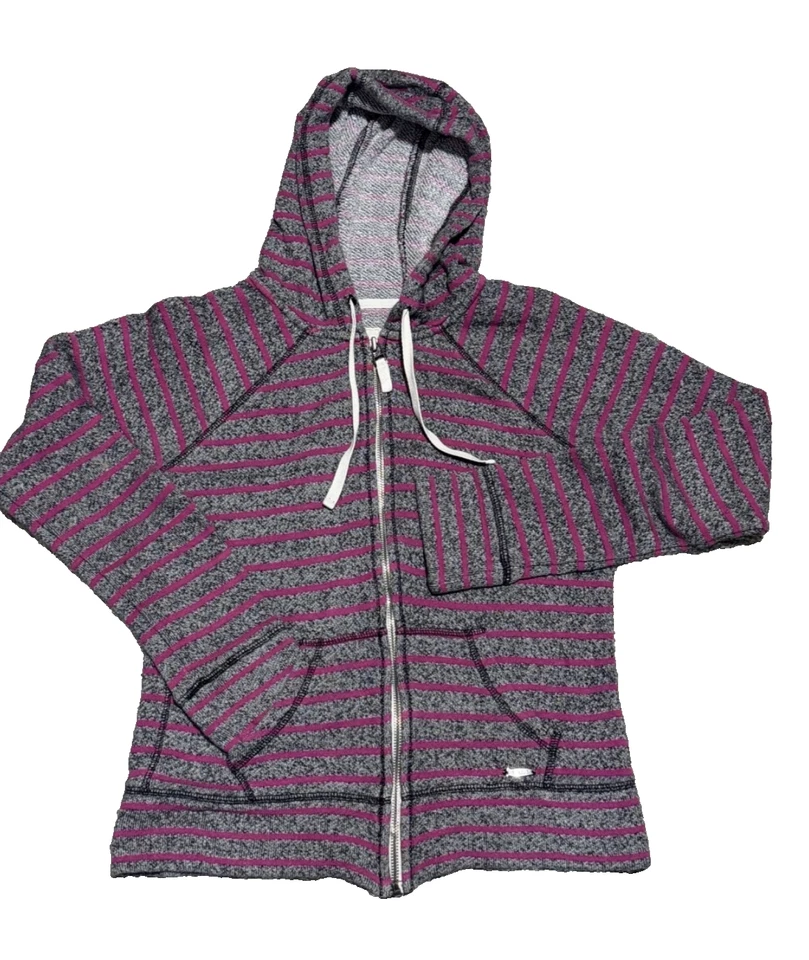 Nollie Women's Small Pink/Black/Grey Stripped Full Zip Up Hoodie W Pockets Y2K - Image 1 of 4