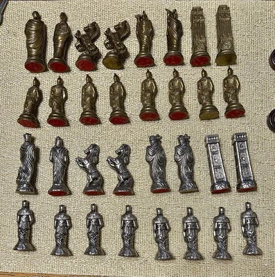 Juego de Ajedrez Cambor Vintage Latón Metal Piezas Hecho en Italia EXCELENTE Foto 1 de 4