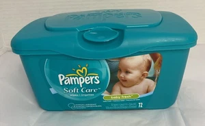 Pampers Baby Wipes Dispenser Empty Pop Up Plastic Container Holds 72 Wipes - Picture 1 of 5