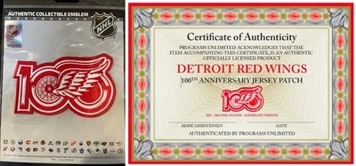 2025 - 2026 DETROIT RED WINGS "HOME" JERSEY PATCH 100TH ANNIVERSARY PUCK STYLE - Image 1 of 4