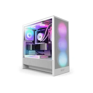 NZXT H5 Flow RGB Tempered Glass Mid Tower ATX, micro ATX Gaming PC Case - White - Afbeelding 1 van 9