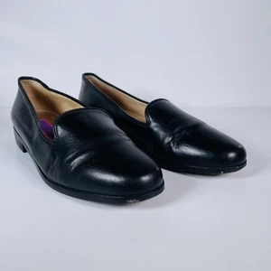 Susan Bennis Warren Edwards Women’s 8.5 Leather Loafers Black Made In Italy - Picture 1 of 18
