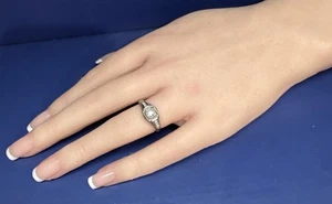 Anillo de compromiso Estate de diamantes de filigrana ArtDeco de oro blanco de 18 k💙Talla 6,5💙2,7 G - Imagen 1 de 8