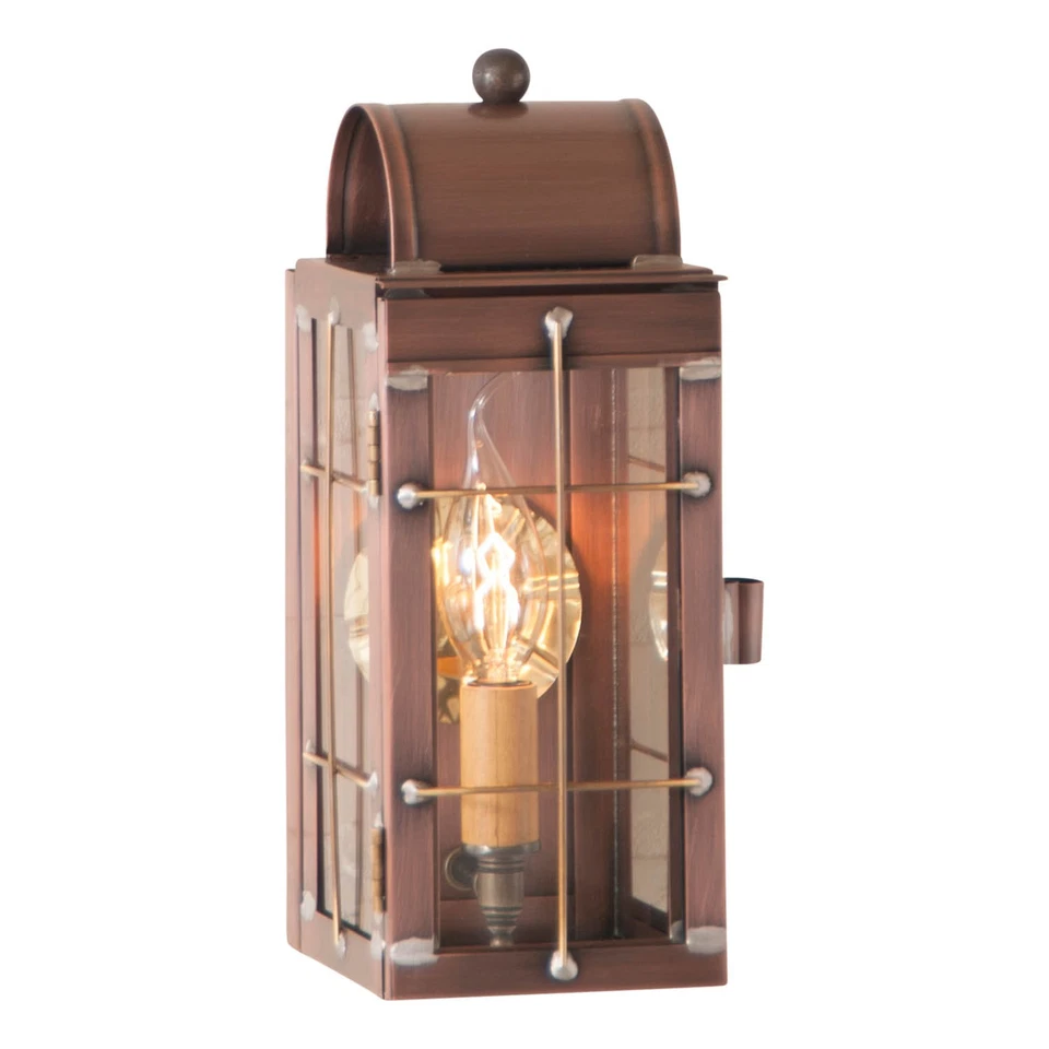 Irvin's Country Tinware Cape Cod Wall Lantern in Antique Copper - Image 1 of 3
