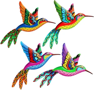 4Pcs Garden Wall Art Metal Hummingbird Outdoor Fence Hanging Yard Decorations - Picture 1 of 12
