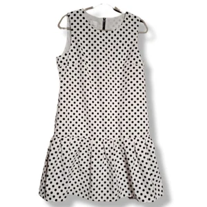 Donna Morgan Womens 12 Polka Dot Dress Sleeveless Lined Black White Pleated - Picture 1 of 5