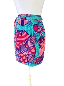 Vintage 80er Rainbow Jo Maui Hawaii Wickelrock klein bunt Fisch - Bild 1 von 12