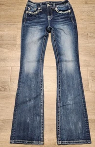 Jeans bootcut Miss Me Denim Hardy - con patta ricamata color verde acqua taglia 26 - Foto 1 di 11