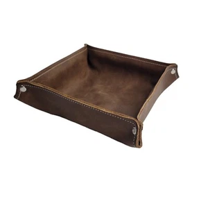 Desk Caddy Valet Tray Handcrafted Leather Brown Cantered Exchange USA - Picture 1 of 4