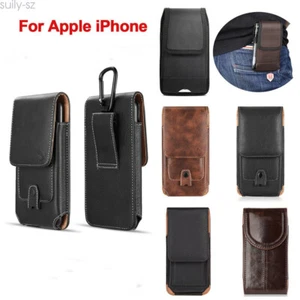 Custodia clip da cintura in pelle per iPhone 15 14 13 12 11 Pro 7+ 8+ Max XR XS - Foto 1 di 37